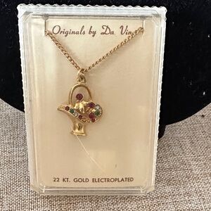 DaVinci Gold Necklace with Colorful Gem Accents